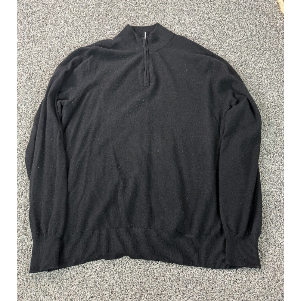 State Cashmere 1/4 Zip Cashmere Sweater Men's Size 2XL Black